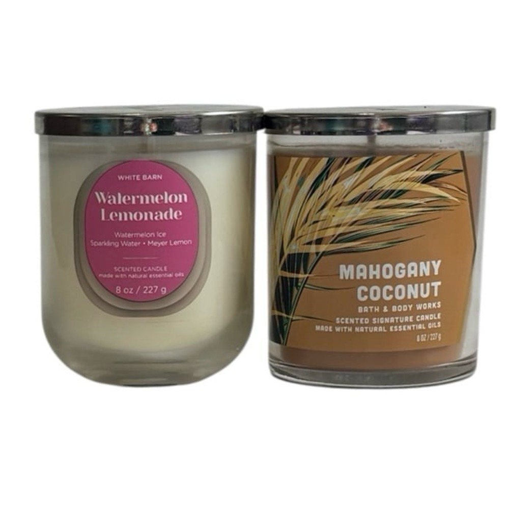 Bath & Body Works 8oz Single Wick Candles Watermelon Lemonade Mahogany Coconut